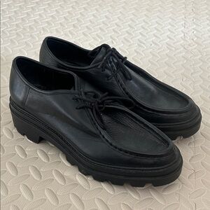 Zara Classic Black Leather Platform Shoes